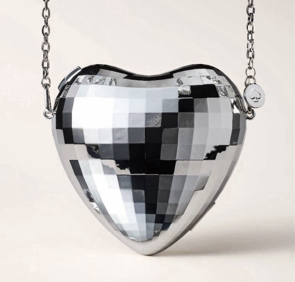 Kate Spade x Target NWT Silver Disco Heart Crossbody Bag Purse Collab